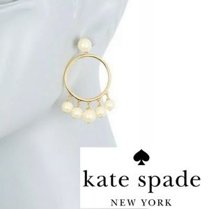 NWOT Kate Spade pearl and gold hoop earrings